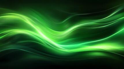 Naklejka premium Abstract glowing green waves background