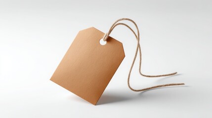 Isolated tea bag with string and label resting neatly on a bright white background, minimalistic beverage concept with soft lighting 