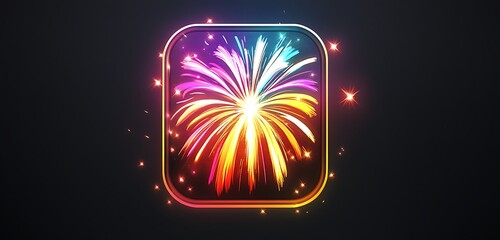 Realistic firework burst icon with vibrant multicolor sparks and glowing highlights