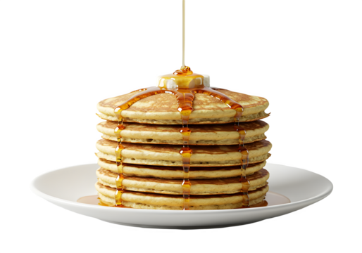 stack of pancakes isolated on transparent background. generative ai
