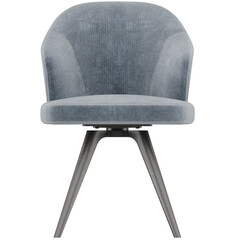 Modern Blue Leather Chair with Swivel Base – Front View