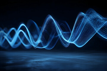 Abstract digital design with vibrant blue swirling patterns.