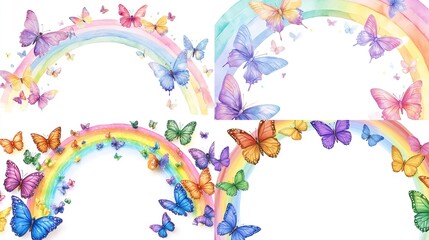 Watercolor rainbow and butterfly design
