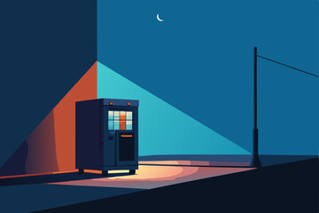 lone vending machine glowing on a deserted street