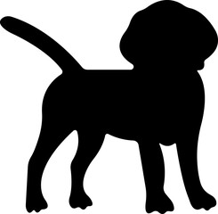 Dog icon in flat style. Pet, animal, tail, barking, purring, guard, isolated on transparent background