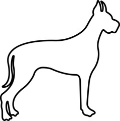 Dog icon in line style. Pet, animal, tail, barking, purring, guard, isolated on transparent background