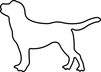 Dog icon in line style. Pet, animal, tail, barking, purring, guard, isolated on transparent background