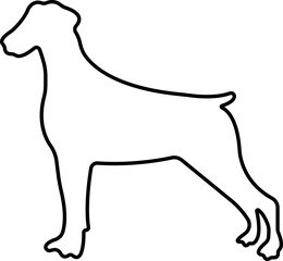 Dog icon in line style. Pet, animal, tail, barking, purring, guard, isolated on transparent background
