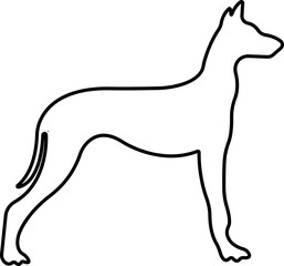Dog icon in line style. Pet, animal, tail, barking, purring, guard, isolated on transparent background