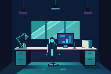 Fototapeta premium machine learning researcher s office with holograp