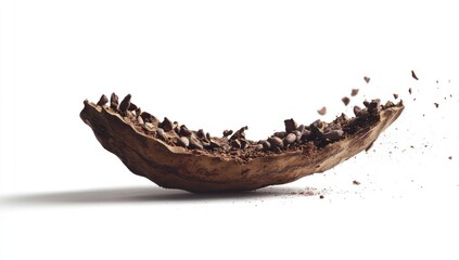 Cocoa pod with nibs exploding.