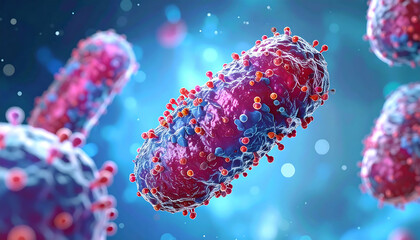Fototapeta premium Microscopic View of Virus: Understanding Viral Structure and Infection