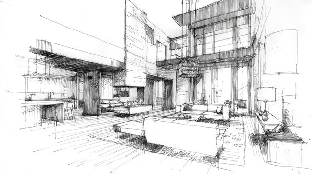 Architectural sketch interior design