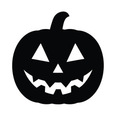 Halloween pumpkin with a scary carved face, isolated on white