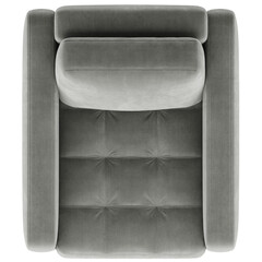 Classic Grey Velvet Armchair with Curved Arms &ndash; Top View