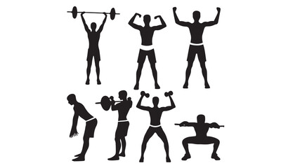 Fitness gym silhouettes