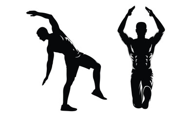 Fitness gym silhouettes