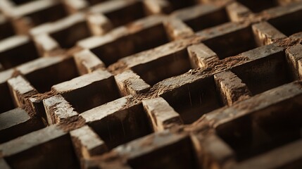 Rusty Metal Grid with Square Openings