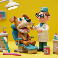 Fototapeta premium clay figure pet dental health dentist