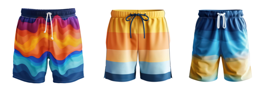 Collection of 3d shorts for men swimming template isolate on transparent background