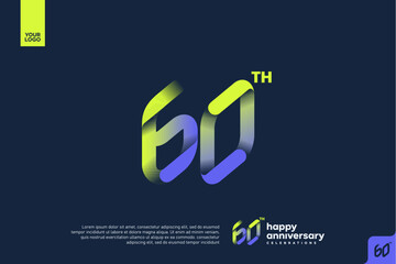 Modern 60th Anniversary Celebration with Gradient Number and Minimalist Design for Corporate or Startup Branding