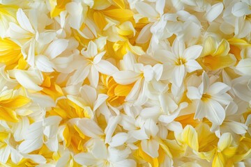 Close up of a mixture of white and yellow flower petals.