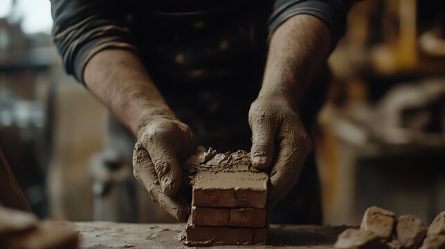 Potter Shaping Clay in a Workshop - Powered by Adobe