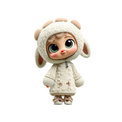 Adorable 3D Render of a Baby Lamb in a Knitted Outfit
