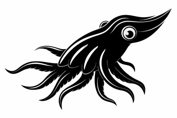 Naklejka premium cuttlefish sihouette black vector