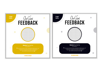 Client testimonial or client feedback vector design template,Client testimonial social media post web banner template.