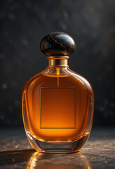 Luxurious Amber Perfume Bottle - Cosmetic Product Photography.