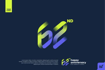 Modern 62nd Anniversary Celebration with Gradient Number and Minimalist Design for Corporate or Startup Branding