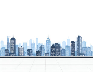 Fototapeta premium Elevated Cityscape: Panoramic View from Rooftop Terrace