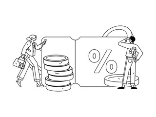 Online shopping e-commerce coupon concept flat vector concept operation hand drawn illustration
