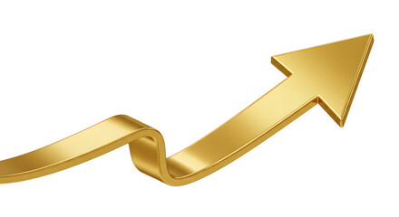 Golden 3D Zigzag Upward Arrow PNG – Growth, Success & Business Concept