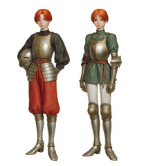 Two Views of a Noble Androgynous Knight in Fantasy Armor PNG