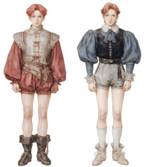 Dual Full-Body Concept Art of an Androgynous Armored Knight PNG