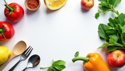 White countertop with various cooking utensils, rolling pin, cutting board, white