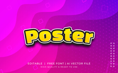 vector 3d text effect with poster modern style design