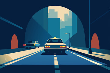 police car chase in a dark  rainy urban 