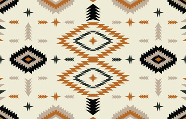 Symmetrical ethnic-style weave with a warm color palette, suitable for bohemian projects. Design for background, carpet, wallpaper, clothing, wrapping, batik
