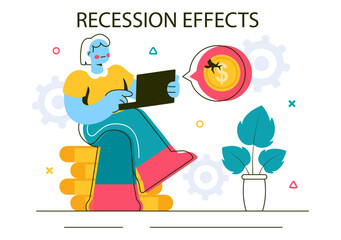 Recession Effects Vector Illustration Featuring the Impact on Economic Growth and the Decline in Economic Activity in a Flat Style Cartoon Background