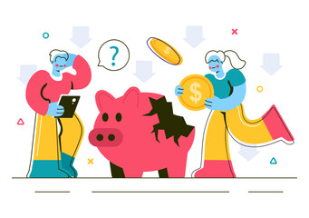 Recession Effects Vector Illustration Featuring the Impact on Economic Growth and the Decline in Economic Activity in a Flat Style Cartoon Background