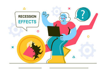Recession Effects Vector Illustration Featuring the Impact on Economic Growth and the Decline in Economic Activity in a Flat Style Cartoon Background