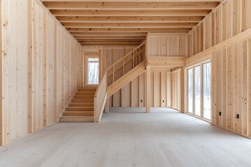 Fototapeta premium Modern Wooden Interior of a Renovation Project with Natural Light