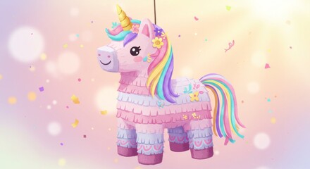 Fototapeta premium Pastel Rainbow Unicorn Pi?ata Party Decoration