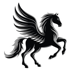 Running wild mustang horse animal silhouette vector illustration
