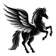 Running wild mustang horse animal silhouette vector illustration