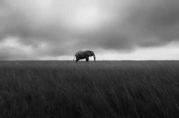 Graceful African elephant captured on the open grasslands