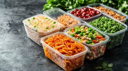 Fototapeta premium Assorted Healthy Meal Prepped in Plastic Containers